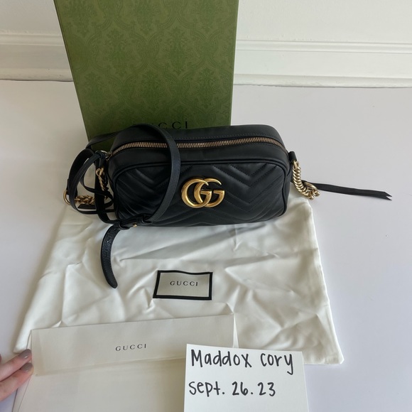 GG MARMONT SMALL SHOULDER BAG BLACK LEATHER - Picture 13 of 14